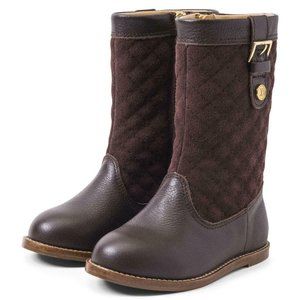 NEW infant  Girl's Janie and Jack Genuine Leather Chocolate Quilted Riding Boots